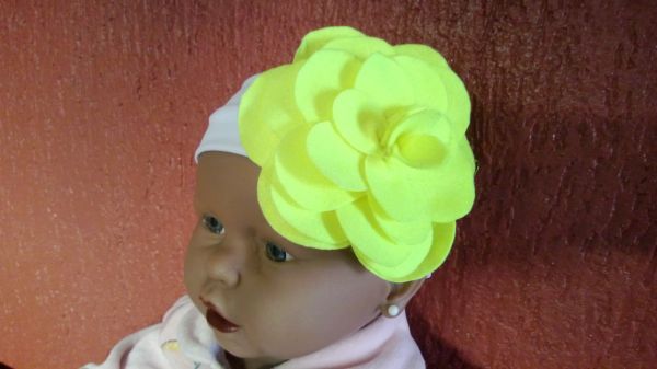 Faixinha bebê Ref. 025 branca com amarelo fluor